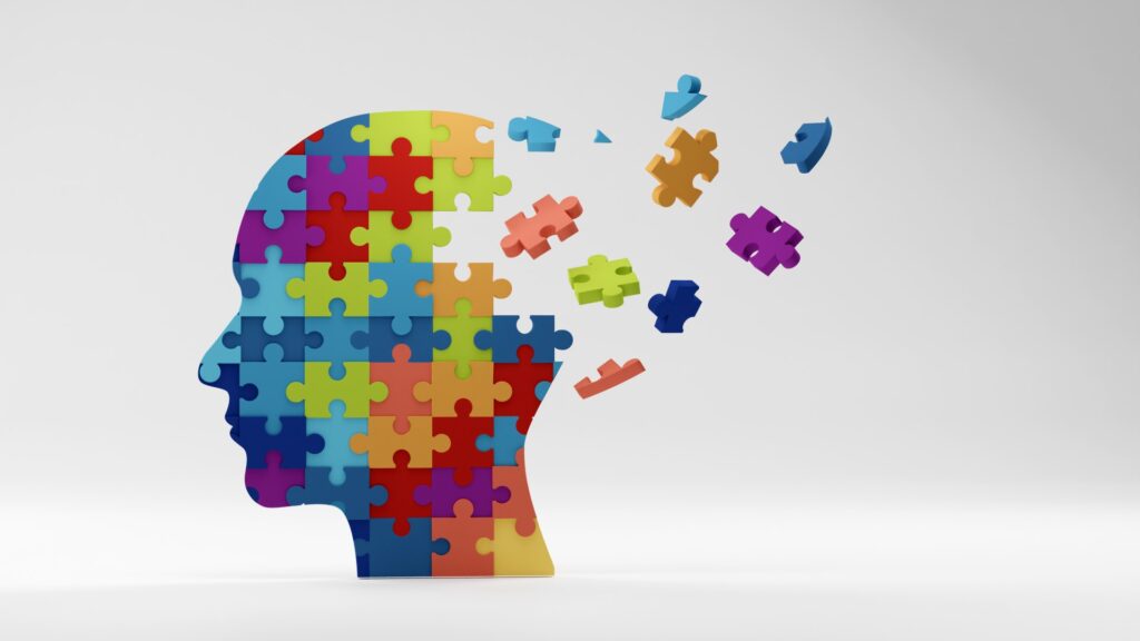 Chi sono 10 human head profile jigsaw puzzle 3d render Ridotta